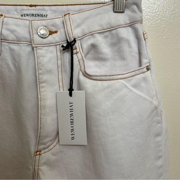 NWT WeWoreWhat White Icon Jean - Straight Leg in Classic Non-Stretch Denim - Picture 7 of 15